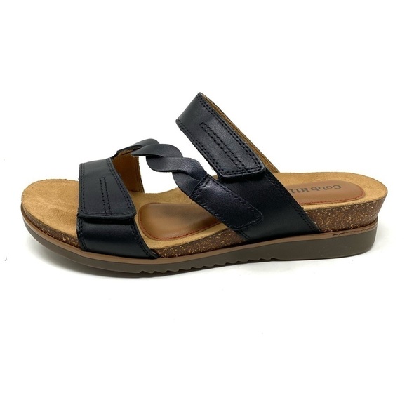 Cobb Hill Women's May W Slide Black Leather Sandal WIDE - Picture 1 of 7